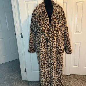 Leopard Print Faux Fur Coat